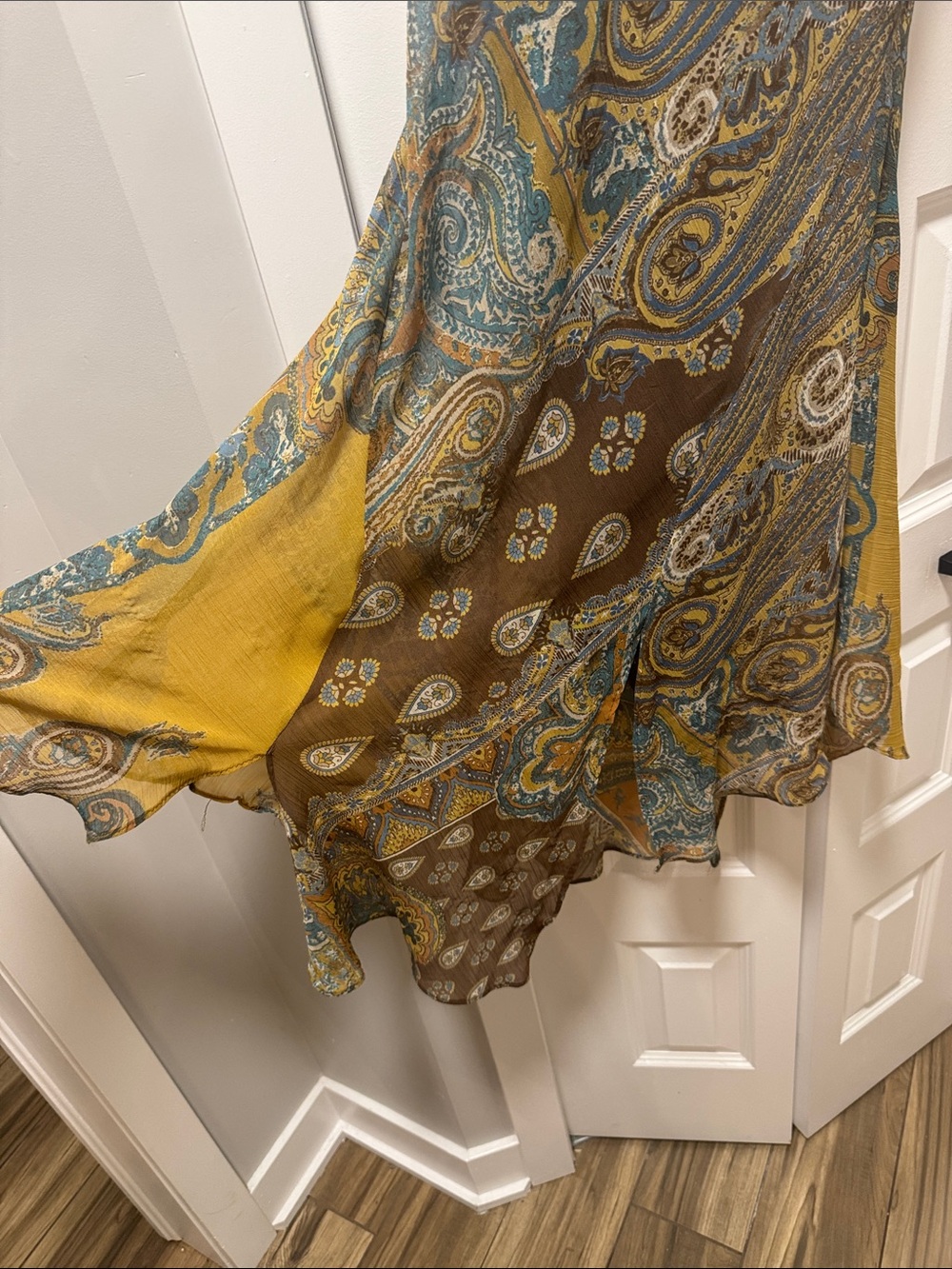 Vintage Zara - Paisley Slip Dress in Mustard, Teal & Brown - Picture 3 of 8